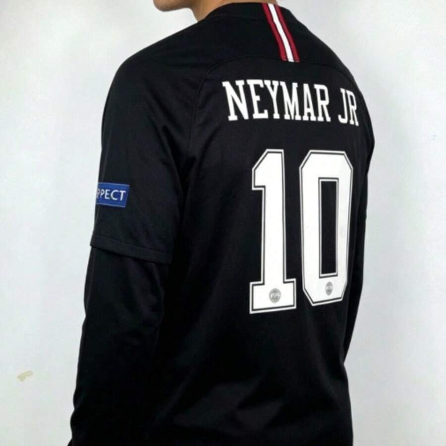 Retro 18-19 PSG 2nd Away Long Sleeve Black Jersey, N.Eymar #10 Premium Breathable Fabric, Keeps Dry And Fresh During Sports - màu đen - Xem 1