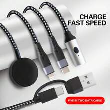 四合一 USB-C 数据线，点烟器接口，适用于多种支持快速充电功能的 充电器 - 黑色 - 查看 3