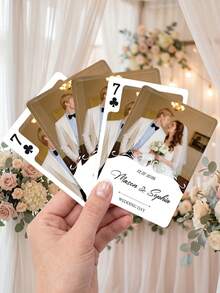Bộ bài chơi ghi danh khách mời đám cưới theo yêu cầu cá nhân | Giải pháp thay thế sổ lưu niệm đám cưới | Bài chơi in ảnh | Bài chơi trắng | Quà tặng cá nhân hóa cho tiệc cô dâu - Nhiều màu - Xem 10
