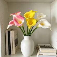 6pcs/Set (2 White + 2 Pink + 2 Yellow) Artificial Silk Lily And Calla Lily Flowers, Approx. 33.99cm Long, Suitable For Mother's Day, Easter, Home, Kitchen, Wedding Decoration, Bridal Backdrop, Bouquets, Corsages, Arch, Party, Gifts, Restaurant Centerpieces - Multicolor - View 4