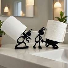 2pcs Ant Shaped Toilet Paper Holder, Bathroom Tissue Paper Dispenser, Funny Paper Towel Rack For Living Room, Camping BBQ, Bathroom Storage, Paper Towel Stand, Independent Bathroom Set, Cute Bathroom Decor - 彩色 - 查看 1