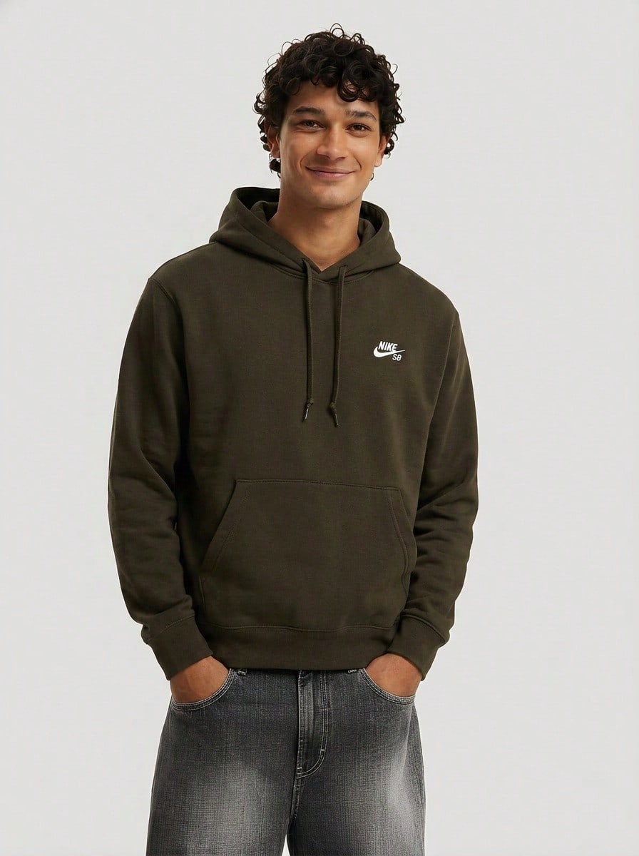Nike, SB, Sudadera con capucha de forro polar para skateboarding, FV7351-355, (SEQUOIA/BLANCO) S - Secoya/Blanco - Ver 1