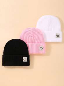 3 pièces Chapeaux tricotés pour enfants, Bonnets tricotés chauds pour bébés, Chapeaux tricotés mignons et à la mode pour garçons et filles, Convient pour le port quotidien et les fêtes, Automne/Hiver - Multicolore - Voir 15