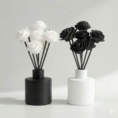 9/14/22pcs Black & White Floral Aroma Diffuser Sticks, Suitable For Fragrance, Essential Oils, Mosquito Repellent Evaporation, DIY Decoration, As Well As Kitchen, Bathroom, Office, Hotel, Halloween And Christmas Occasions