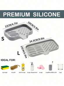 1pc Silicone Kitchen Sink Tray With Drainage Hole, Includes Soap Dish And Cleaning Brush Holder, Home Kitchen & Bathroom Accessory - Multicolor - View 9