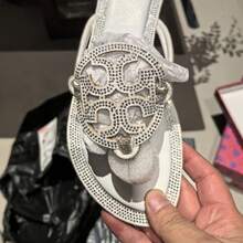Crystal Encrusted Metallic Medallion Flip Flops Women's Rhinestone Thong Sandals Summer Slides Soft-Soled Comfortable Walking Shoes Luxury Bling Outdoor Wear  Aesthetic Footwear Elegant Wedding Guest Sandals Sparkling Evening Party Slides Casual All-Match Lazy Shoes Lightweight Breathable Summer Essentials Chic Boho Rhinestone Sandals Anti-Slip Durable Sole Fashionable Slip-On Shoes Vacation Must-Have Stylish Beach Mops High-End Decorative Strappy Sandals Comfortable Padded Footbed Feminine Glitzy Sandals Sparkly Summer Slides Travel-Ready Beachwear Non-Skid Outdoor Sandals High Fashion Sparkle Slippers Daily Wear Elegant Slides Modern Shoes Bling Strappy Sandals Soft Bottom Everyday Comfort Shoes Glamorous Vacation Sandals Pretty Rhinestone Footwear Urban Leisure Slides Flat Shiny Straps Mops  Slides - trắng - Xem 11