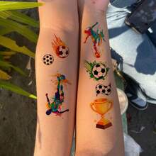 1pc Waterproof & Smudge-Proof Temporary Tattoo, PVC Faux Tattoo, World Cup Football Design, Suitable For Daily Use By Men & Women - Multicolor - View 3