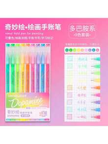 藍色水果魔幻繪畫 9 色漸層筆/螢光筆,多色包裝,多色 0.6mm 筆尖,透明筆管,適用於繪畫、標記、學生筆記、素描、手工製作、辦公使用、開學季、書寫與日記 - 套裝 - 查看 14