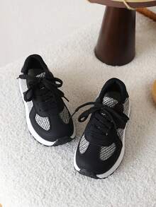 1 Pair Girls' Sports Shoes, Children's Casual Soft-Sole Sneakers, New Spring/Autumn Design - Black - View 4
