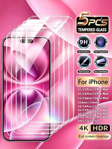 5片装 - 全覆盖高清钢化玻璃屏幕保护膜，兼容 7/8/7 Plus/8 Plus/XR/11/12/12 Pro/13/14/13 Pro/14 Pro/15/15 Pro/12 Mini/13 Mini/X/XS/11 Pro/Xsmas/11 Pro Max/12 Pro Max/13 Pro Max/14 Plus/14 Pro Max/15 Plus/15 Pro Max/16/16 Plus/16 Pro/16 Pro Max/16 E/17 E/17 Air/17 Pro/17 Pro Max - 無色 - 查看 31