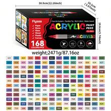 288/240/168/120/72/48/36/24/12色丙烯颜料马克笔套装,9色系列9色卡/5色系列12色卡,适用于绘画、插画、手工制作、季节性涂色书及其他DIY项目,可用于纸张、布料、木材、石头、塑料、玻璃、陶瓷、南瓜等材质,适合学生和成人使用,适合作为感恩节、万圣节、圣诞节礼物。 - 套裝 - 查看 20
