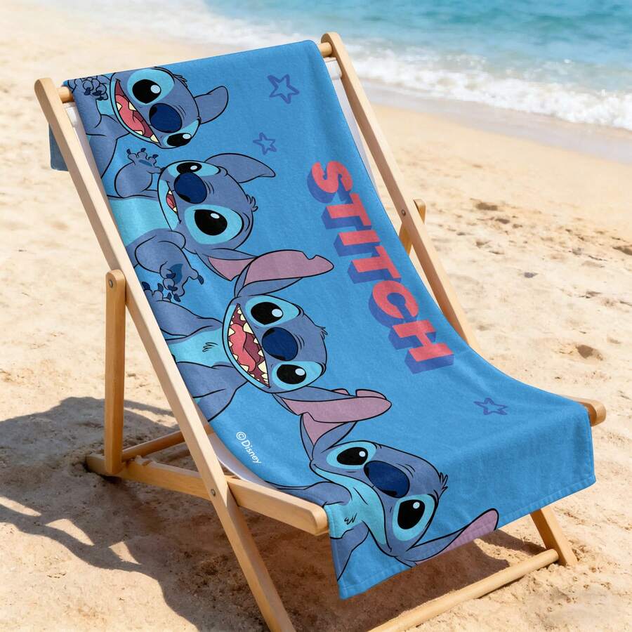 Khăn tắm biển Disney Stitch, họa tiết nhiều tư thế dễ thương và ngôi sao, khăn tắm siêu mềm mại cho mùa hè, bãi biển và du lịch. - A - Xem 1