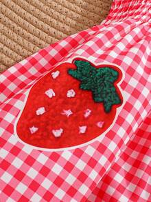 4pcs/Set Baby Girls' Camisole Strap Dress Outfit, Plaid, Fruit, Polka Dot Pattern, Suitable For Summer Outings And Vacations, The Best Gift For Granddaughter - Multicolor - View 11
