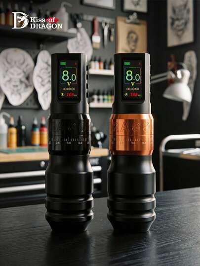 Kiss Of Dragon 1pc ZP Wireless Tattoo Machine Adjustable 2.0-4.2mm Stroke Rotary Cartridge Tattoo Pen With 1600mAh Power Coreless Motor 4.0-9.9V Voltage For Tattoo Artist
