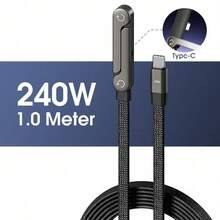 240W快充折叠手机支架及数据线，快速充电线，二合一折叠支架，适用于手机和平板电脑 - 黑色 - 查看 14