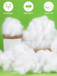150/250/350g Relleno de poliéster, relleno de fibra premium blanco para manualidades, relleno de ganchillo, relleno para animales de peluche, guata de algodón - Empaque sellado - Blanco - Ver 2