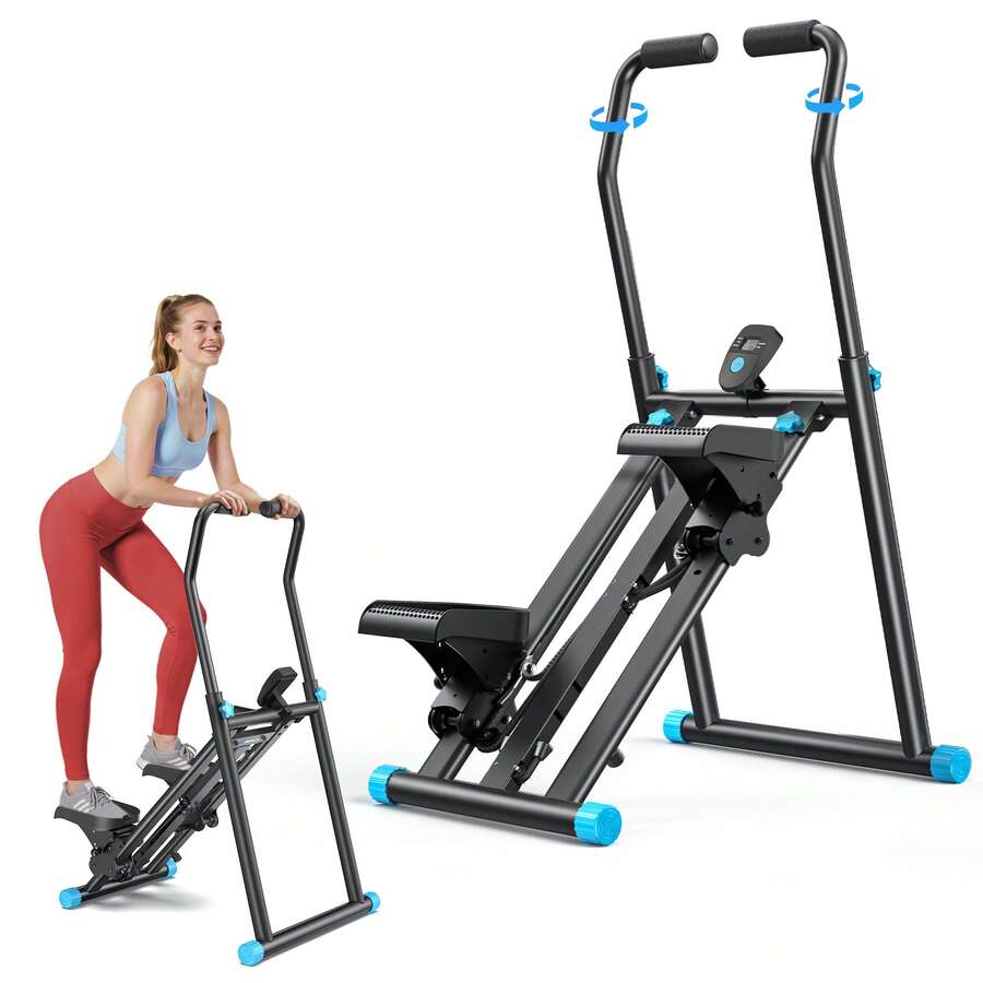 MERACH 2448 Foldable Vertical Climber – 9-Level Resistance Stair Stepper With Extended Anti-Slip Pedals, 3-Height Adjustable Handlebars & 330LBS Capacity, Quiet & Space-Saving Home Gym Machine For Full-Body Cardio & Fat Burning - 2448B Pro Adjustable Stair Stepper - View 1