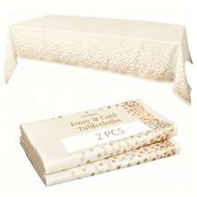 8/6/4/2 Pack Apricot Base Rose Gold & Silver Dot Disposable Plastic Tablecloth 54"X108", Waterproof Rectangular Table Cover For Wedding & Party - Apricot Base With Gold Dots - View 1