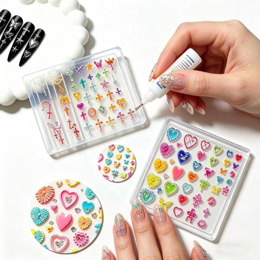 1pc Reusable Transparent Butterfly & Shell 3D Nail Art Mold, High Transparency Personalized Cross Template, Suitable For DIY Nail Art, Nail Polish Sticker Filling Wing Mold, Nail Art Decoration Board - Multicolor - View 1