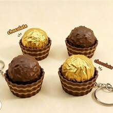 1 pieza Llavero de chocolate con aroma a aluminio con efecto rebote lento, juguete antiestrés de presión, accesorio creativo para bolso, llavero de chocolate realista con efecto rebote lento, alivio del estrés, accesorio único para bolso - Unitalla - Ver 2