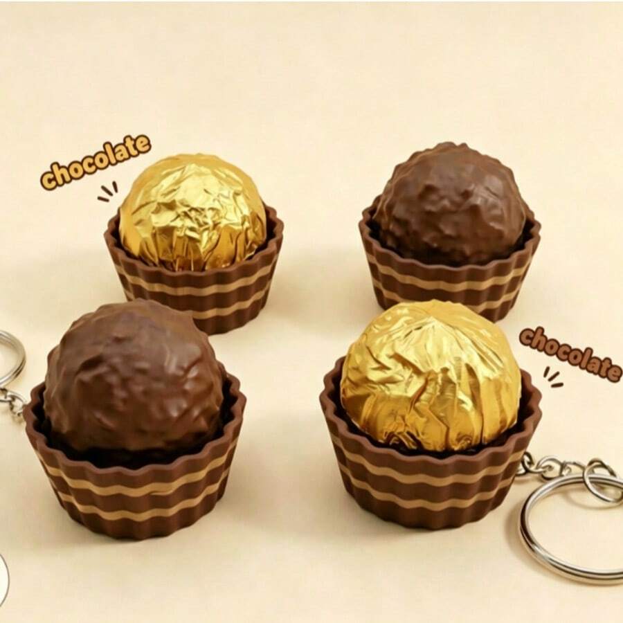 1 pieza Llavero de chocolate con aroma a aluminio con efecto rebote lento, juguete antiestrés de presión, accesorio creativo para bolso, llavero de chocolate realista con efecto rebote lento, alivio del estrés, accesorio único para bolso