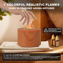 Difusor Aroma Llama Humidificador Vulcan: Difusor Aceites Esenciales 260ml Ultrasilencioso con Luz Llama 7 Colores Humidificador Aromaterapia con Temporizador,para Dormitorio (Blanco) - Ámbar-AB - Ver 4