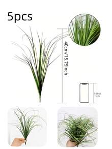 10株仿真植物，仿真灌木小麦草绿植，仿真绿色茎秆户外植物，适用于家居装饰，仿真草坪植物，适用于室内外装饰，家居装饰，花瓶装饰，花园装饰 - 綠色 - 查看 12