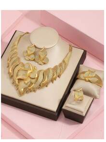 Bộ trang sức quà tặng cho mẹ, mạ vàng 18K, trang sức Dubai, bộ quà tặng trang sức mạ vàng thanh lịch dành cho mẹ, bộ sưu tập dây chuyền trang sức nữ, bông tai vàng đính đá lấp lánh kiểu Brazil, dù bạn đang muốn chúc mừng mẹ nhân dịp đặc biệt nào. - Vàng - Xem 9