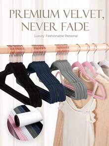 50 Pcs Velvet Clothes Hangers, 360° Rotating Hook, Suit Hangers, Space-Saving Clothes Hangers, Velvet Hangers For Dresses, Tank Tops, Heavy Dresses, Thin Trouser Hangers, Non-Slip - màu đen - Xem 7