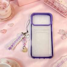 3-In-1 Card Holder + Cartoon Ribbon Bow Pendant Phone Case Compatible With IPhone 17/17 Pro/17 Pro Max/16/15/14/13/12/11 Series, Full-Body Protective Phone Case With Card Pocket, Suitable For IPhone 17 Pro Max - Mauve Purple - View 4