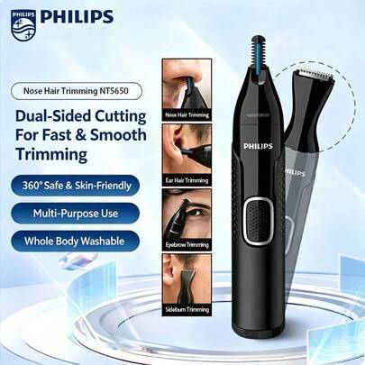 PHILIPS NT5650 電動鼻毛修剪器 全身水洗耳鼻毛修剪刀 360°不傷膚 一機多用多合一細節修剪工具 新雙面切剃雙倍高效 多合一細節修剪工具