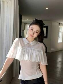 Women's Handmade Pleated Lightweight Breathable Shirt, New Summer Design White - White - View 10