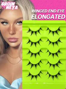 5对蓬松湿润感漫画假睫毛，浓密泰式动漫角色扮演假睫毛，尖刺造型，戏剧效果，上镜娃娃睫毛，自然妆效，适合派对佩戴 - 黑色 - 查看 2