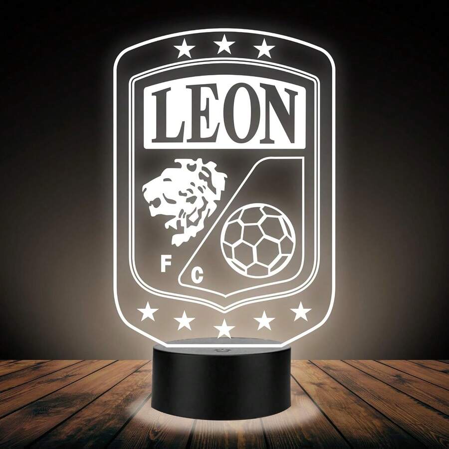 Lámpara del Leon 3D,Lámpara Luz Nocturna Led,Lámpara Acrílico Luces Cambiantes,Equipos Futbol 3D,Futbol Soccer,Luces Noche 3D,Regalo ideal para los Fanáticos del Futbol - Monocrase - Ver 1