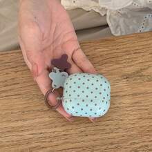 极简薄荷绿底棕色波点星形吊坠耳机保护套，适用于第四代，可爱耳机套，适用于苹果第二/三代耳机，新款韩版Pro 3耳机保护套，Pro 2耳机保护套，女生适用 - 薄荷綠 - 查看 7