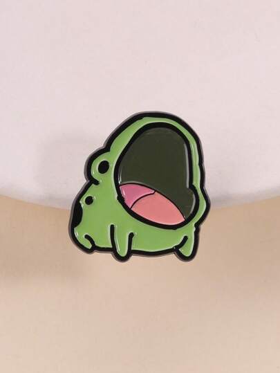 1 Stück kreative, witzige Emaille-Brosche in Form eines Frosches mit großem Maul, süßer Cartoon-Frosch mit offenem Mund, Modezubehör, Design für Damen und Herren, Geschenk für Freunde