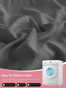 HONEYMOON 1pc Plain Fitted Sheet,100% Polyester Fabric Lightweight Cloud-Like Feel Bedding Mattress Cover, Fits 9-12inches Deep Pocket, Soft And Breathable, Shrink-Resistant-T F Q K Size For Home And Dorm, Oeko-Tex Certified, Good Gift For Mom, Dark Gray - Dark Grey - View 8
