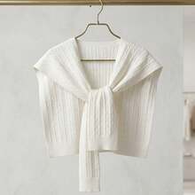 1 Piece Knit Vest, Fashionable Lightweight Shawl For Spring And Summer, Versatile Women's One Shoulder Cape - Small White Eight-character Pattern - View 6