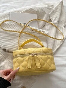 轻便迷你手提包、链条包、菱形图案包、托特包、水桶包，适合少女、大学生和上班族女性，是办公室、大学、工作、通勤、户外活动、旅行和郊游的理想之选。 - 黃色 - 查看 6