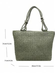 Minimalist Large Capacity Tote Bag, Rainbow Shoulder Bag - Green - View 2