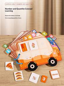 Libro de pegatinas de clasificación de números, libro ocupado de iluminación para niños, materiales hechos a mano, libro de pegatinas para el reconocimiento de números, iluminación de educación temprana para niños, juguete de libro de pegatinas tranquilo con tema de automóvil, paquete de material de manualidades - Multicolor - Ver 2
