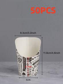 50个/包 一次性鸡蛋仔杯 / 加厚牛皮纸斜口杯 / 薯条杯 / 烘焙包装盒 / 冰淇淋杯 / 圆柱形杯 / 斜口饮料纸杯 - 彩色 - 查看 12