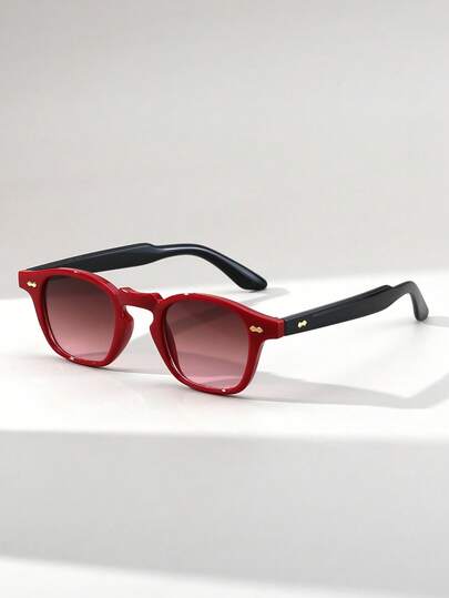 1 Pair Women's Polygon Small Frame Rivet Contrast Color Punk Style Fashion Fashion Glasses