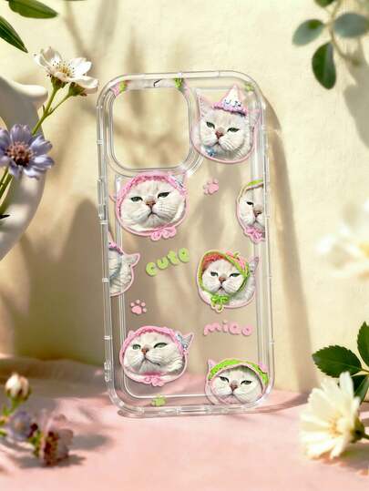 Ốp lưng điện thoại in hình mèo dễ thương, tương thích với iPhone 15/13/16 Pro Max/17 Pro Max/14 - Ốp bảo vệ trong suốt chống sốc hình mèo đội mũ nhiều màu sắc, tương thích với Samsung Galaxy S24/S25/S23/A55/A54/S25 Ultra