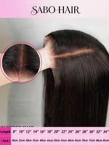 Pelucas frontales de encaje rectas listas para usar de 5x5 pulgadas, sin pegamento, cabello humano mezclado, 200% de densidad, 8-34 pulgadas de largo, color negro natural, para mujeres - Natural y Negro - Ver 34