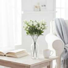 1 cành hoa giả màu trắng nhung dài 30cm với những cụm hoa dày đặc, mang lại vẻ đẹp tự nhiên, thích hợp làm vật trang trí. Phù hợp để trang trí bàn, phòng học, nhà cửa, sử dụng hàng ngày, làm quà tặng, hoặc trồng cây. Một điểm nhấn nhẹ nhàng cho bàn làm việc. - trắng - Xem 8