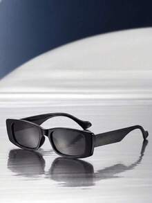 1 par de gafas de moda rectangulares negras unisex, adecuadas para la atmósfera de vacaciones, viajes, estilo deportivo, conducción, atuendos de vacaciones, playa, festivales de música, salidas, accesorios de verano, vacaciones, salidas familiares, atuendos elegantes, accesorios de estilo callejero, deportes, fiestas, actividades al aire libre, estilo callejero, pesca, vacaciones - Negro - Ver 2