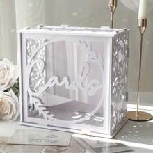 1pc White Elegant Acrylic Card Box With Window And Slot - Suitable For Home Decor, Birthday, Christmas, Graduation, Bridal Shower, Wedding, Anniversary Party Supplies And Room Decoration - Multicolor - View 2