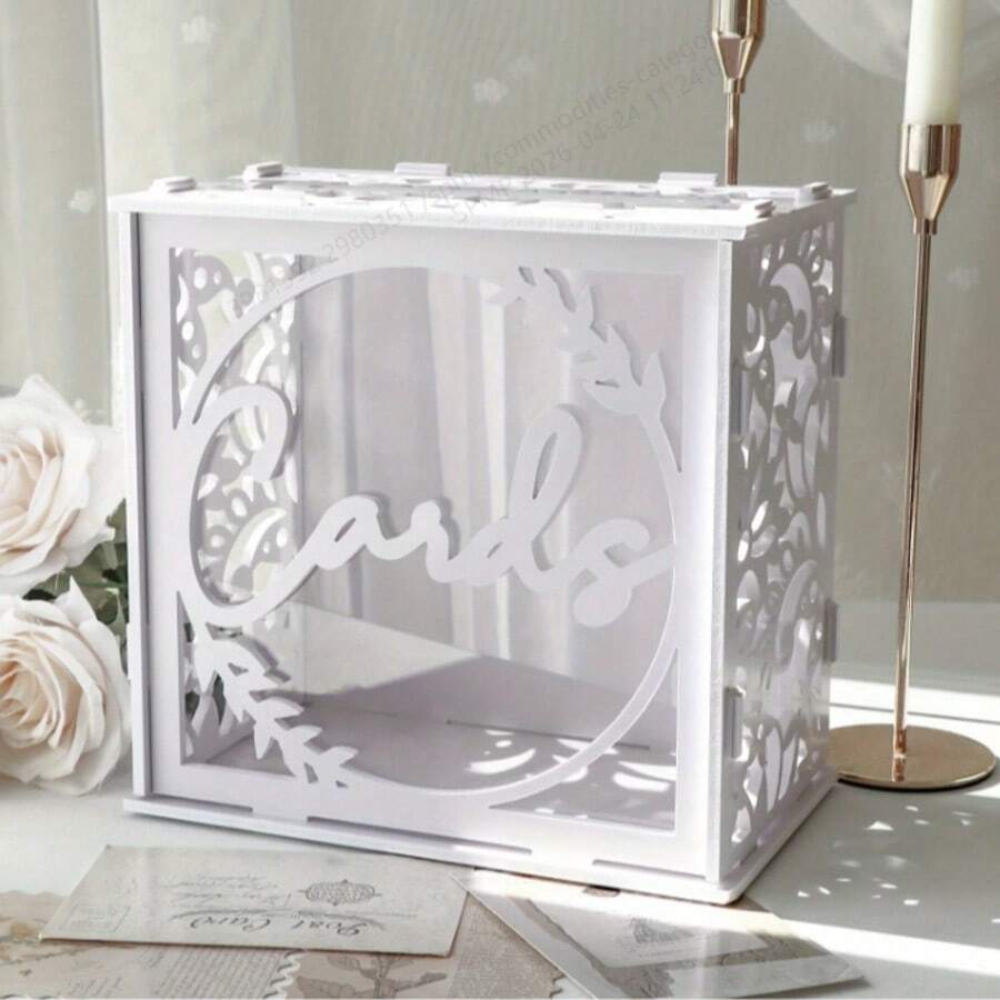 1pc White Elegant Acrylic Card Box With Window And Slot - Suitable For Home Decor, Birthday, Christmas, Graduation, Bridal Shower, Wedding, Anniversary Party Supplies And Room Decoration