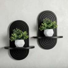 Bohemian Style Arched Floating Shelves, Wooden Wall Decor Storage Rack, Suitable For Plant Pots, Wall Flower Racks, Applicable For Bedroom, Living Room, Kitchen Wall Decor - Multicolor - View 7